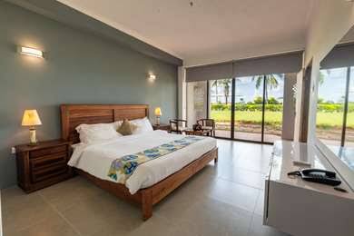 Spacious hotel room with an ocean view